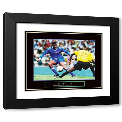 Drive - Soccer Black Modern Wood Framed Art Print with Double Matting by Frontline
