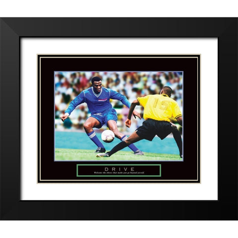 Drive - Soccer Black Modern Wood Framed Art Print with Double Matting by Frontline