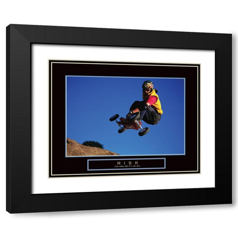 Risk - SkateBoarder Black Modern Wood Framed Art Print with Double Matting by Frontline