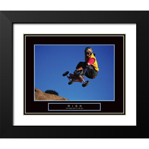 Risk - SkateBoarder Black Modern Wood Framed Art Print with Double Matting by Frontline