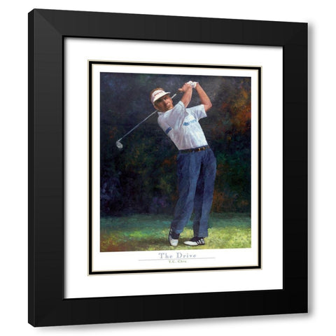 Golf The Drive Black Modern Wood Framed Art Print with Double Matting by Frontline