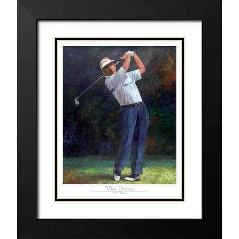 Golf The Drive Black Modern Wood Framed Art Print with Double Matting by Frontline
