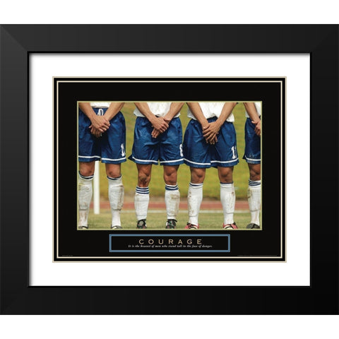 Courage - Soccer Black Modern Wood Framed Art Print with Double Matting by Frontline