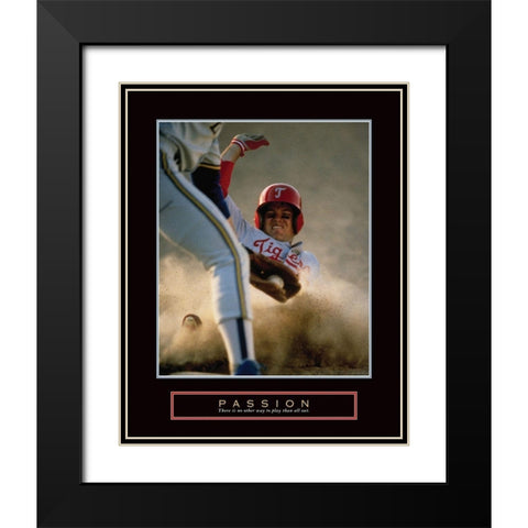 Passion - Baseball Black Modern Wood Framed Art Print with Double Matting by Frontline