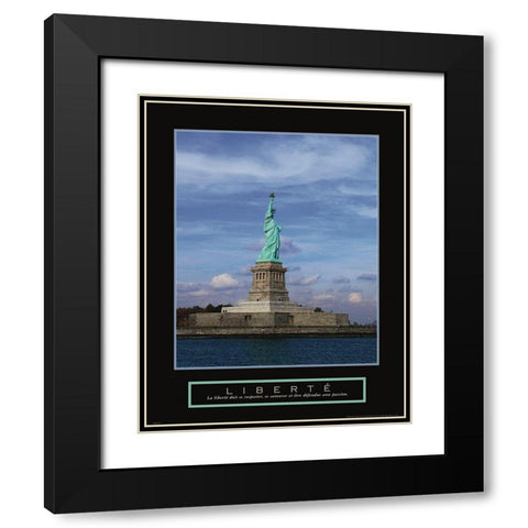 Statue of Liberty - Liberte Black Modern Wood Framed Art Print with Double Matting by Frontline