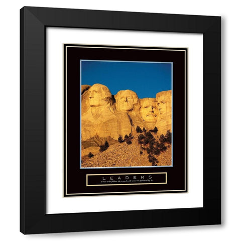 Leaders - Mt Rushmore Black Modern Wood Framed Art Print with Double Matting by Frontline