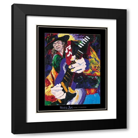 Blues Jammin Black Modern Wood Framed Art Print with Double Matting by Frontline