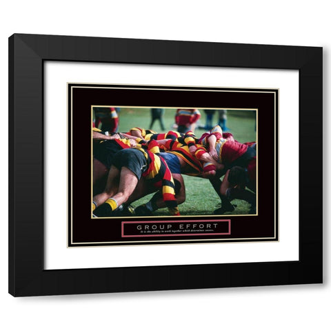 Group Effort - Rugby Black Modern Wood Framed Art Print with Double Matting by Frontline