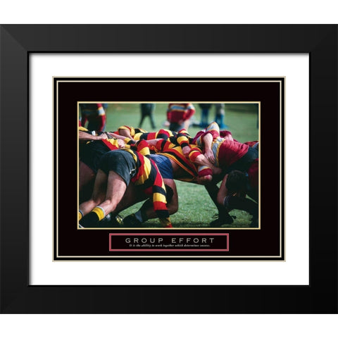 Group Effort - Rugby Black Modern Wood Framed Art Print with Double Matting by Frontline