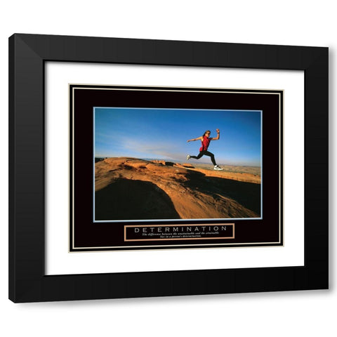 Determination - Runner Black Modern Wood Framed Art Print with Double Matting by Frontline