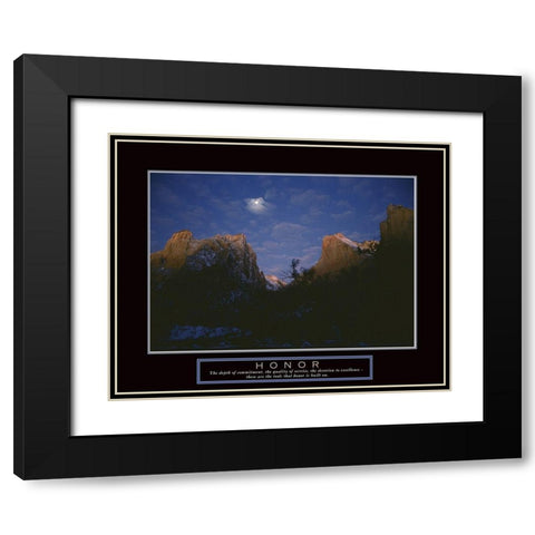 Honor - Mountain Moon Black Modern Wood Framed Art Print with Double Matting by Frontline
