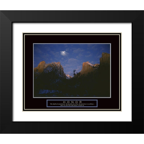 Honor - Mountain Moon Black Modern Wood Framed Art Print with Double Matting by Frontline