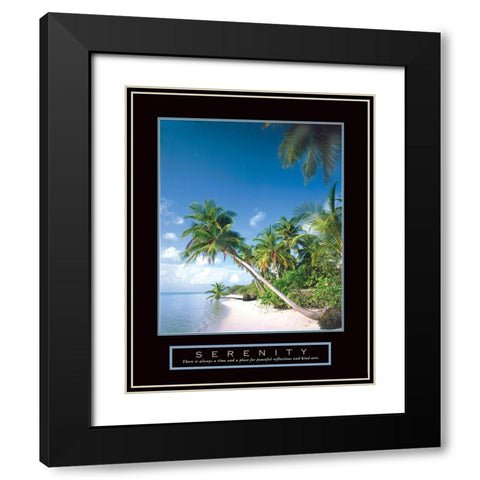 Serenity - Palm Trees Black Modern Wood Framed Art Print with Double Matting by Frontline