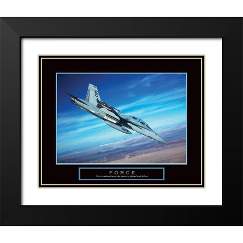 Force - Fighter Jet Black Modern Wood Framed Art Print with Double Matting by Unknown