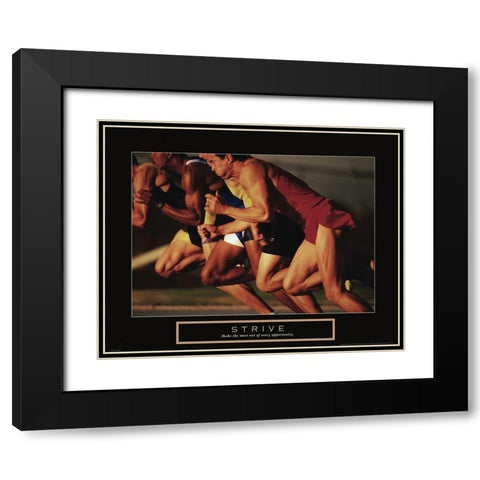 Strive - Track Race Black Modern Wood Framed Art Print with Double Matting by Frontline