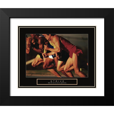 Strive - Track Race Black Modern Wood Framed Art Print with Double Matting by Frontline