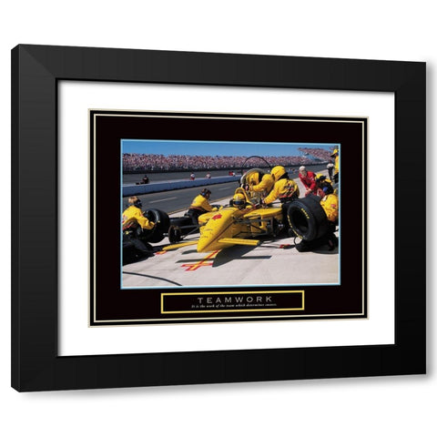 Teamwork - Pit Stop Black Modern Wood Framed Art Print with Double Matting by Frontline