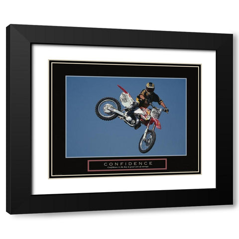 Confidence - Motocross Black Modern Wood Framed Art Print with Double Matting by Frontline