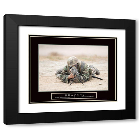 Bravery - Sniper Black Modern Wood Framed Art Print with Double Matting by Frontline