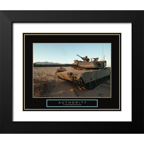 Authority - Tank Black Modern Wood Framed Art Print with Double Matting by Frontline