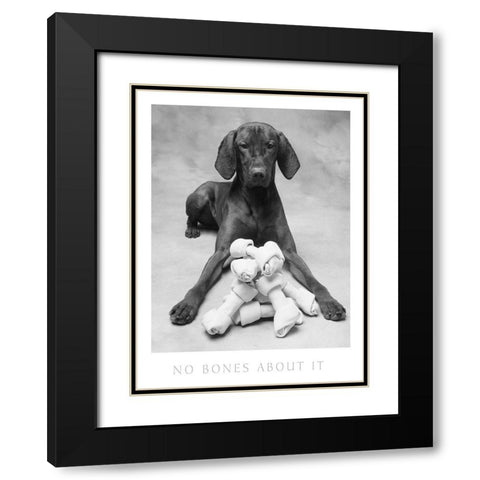 Dog and his Bone Black Modern Wood Framed Art Print with Double Matting by Frontline