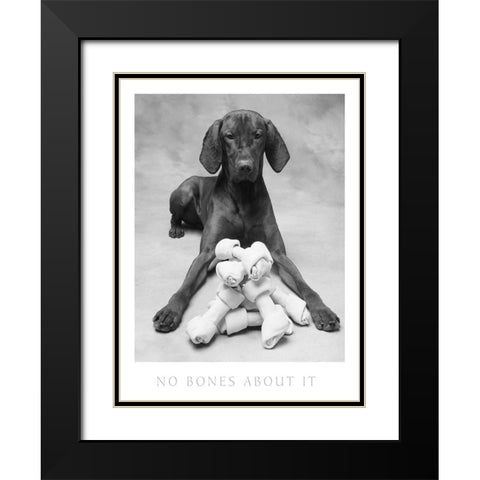 Dog and his Bone Black Modern Wood Framed Art Print with Double Matting by Frontline