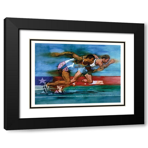 Olympic Track Black Modern Wood Framed Art Print with Double Matting by Frontline