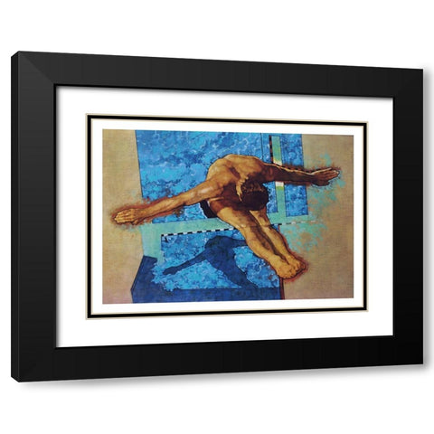 Olympic High Dive Black Modern Wood Framed Art Print with Double Matting by Frontline