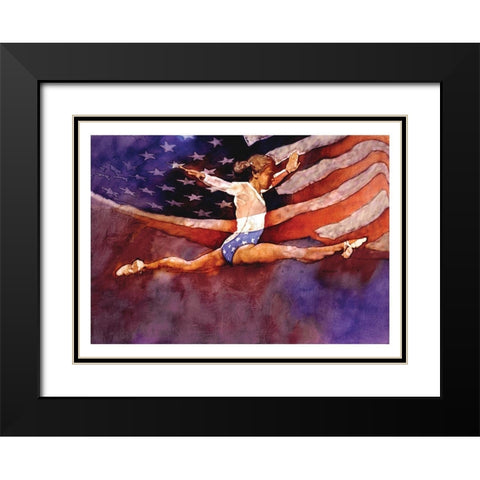 Olympic Gymnastics Black Modern Wood Framed Art Print with Double Matting by Frontline