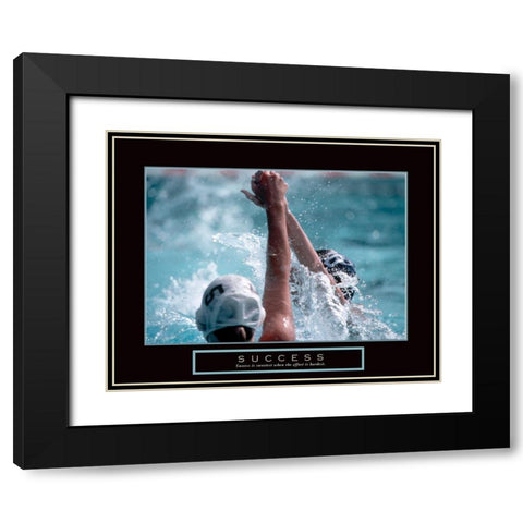 Success - Swimming Black Modern Wood Framed Art Print with Double Matting by Frontline