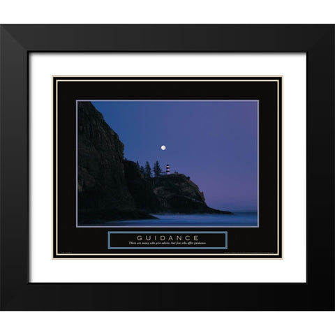 Guidance - Lighthouse Black Modern Wood Framed Art Print with Double Matting by Frontline