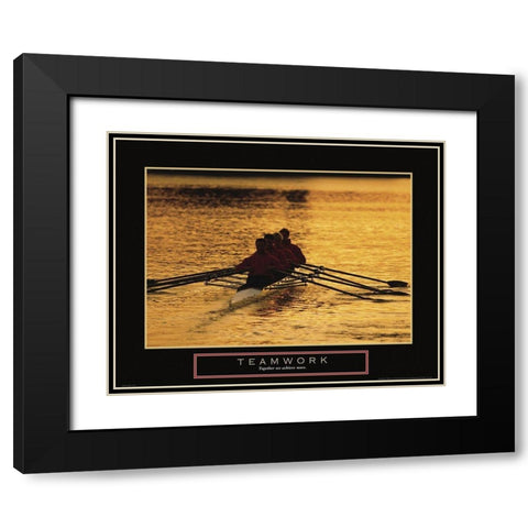 Teamwork - Sculling Black Modern Wood Framed Art Print with Double Matting by Frontline