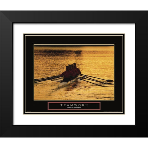 Teamwork - Sculling Black Modern Wood Framed Art Print with Double Matting by Frontline