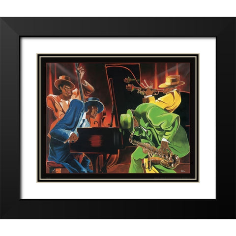 Jazz Quartet Black Modern Wood Framed Art Print with Double Matting by Frontline