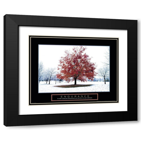 Endurance - Snowy Tree Black Modern Wood Framed Art Print with Double Matting by Frontline