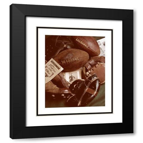 Football Memorabilia Black Modern Wood Framed Art Print with Double Matting by Frontline
