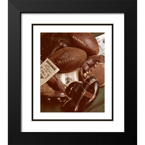 Football Memorabilia Black Modern Wood Framed Art Print with Double Matting by Frontline