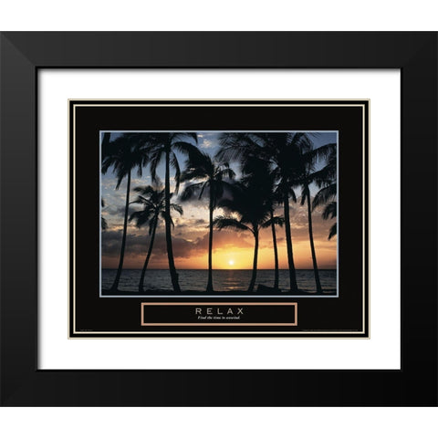 Relax - Palm Trees Black Modern Wood Framed Art Print with Double Matting by Frontline