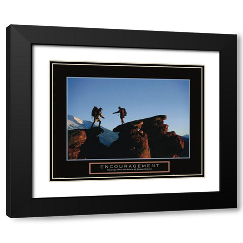 Encouragement - Rock Climbers Black Modern Wood Framed Art Print with Double Matting by Frontline