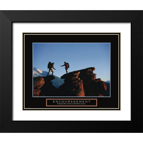 Encouragement - Rock Climbers Black Modern Wood Framed Art Print with Double Matting by Frontline