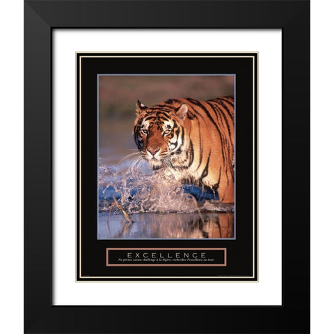 Excellence - Tiger Black Modern Wood Framed Art Print with Double Matting by Frontline