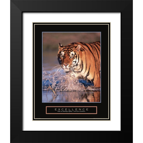 Excellence - Tiger Black Modern Wood Framed Art Print with Double Matting by Frontline
