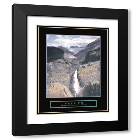 Values - Takakkaw Falls Black Modern Wood Framed Art Print with Double Matting by Frontline
