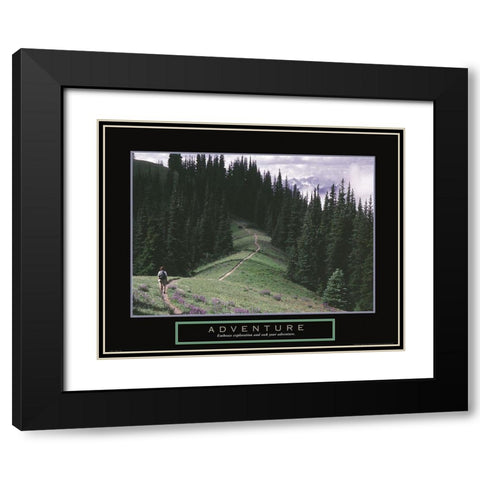 Adventure - Hiking Black Modern Wood Framed Art Print with Double Matting by Frontline