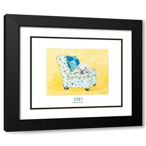 Bull Dog Sitting on Chair Black Modern Wood Framed Art Print with Double Matting by Frontline