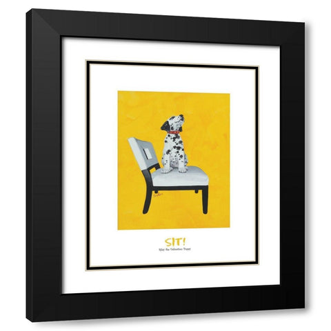 Dalmatian Sitting Black Modern Wood Framed Art Print with Double Matting by Frontline