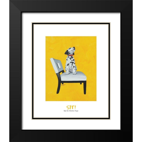 Dalmatian Sitting Black Modern Wood Framed Art Print with Double Matting by Frontline
