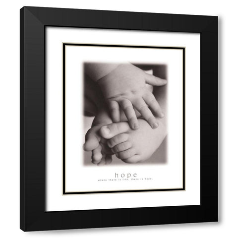 Hope - Infant Hands Black Modern Wood Framed Art Print with Double Matting by Frontline