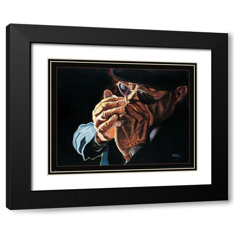 Jazz Blowin Blues Black Modern Wood Framed Art Print with Double Matting by Frontline