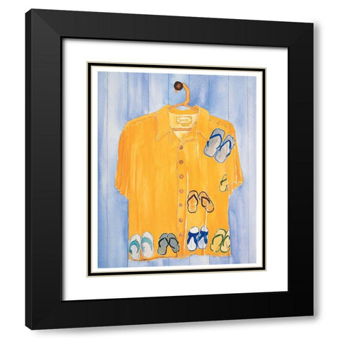 Flip Flop Shirt Black Modern Wood Framed Art Print with Double Matting by Frontline